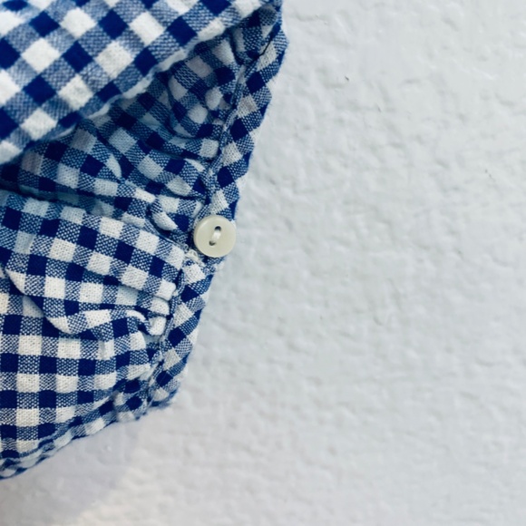 Old Navy Tiered Seersucker Long Sleeve Top XXL NEW Blue White Gingham Plaid NWT - Picture 8 of 12